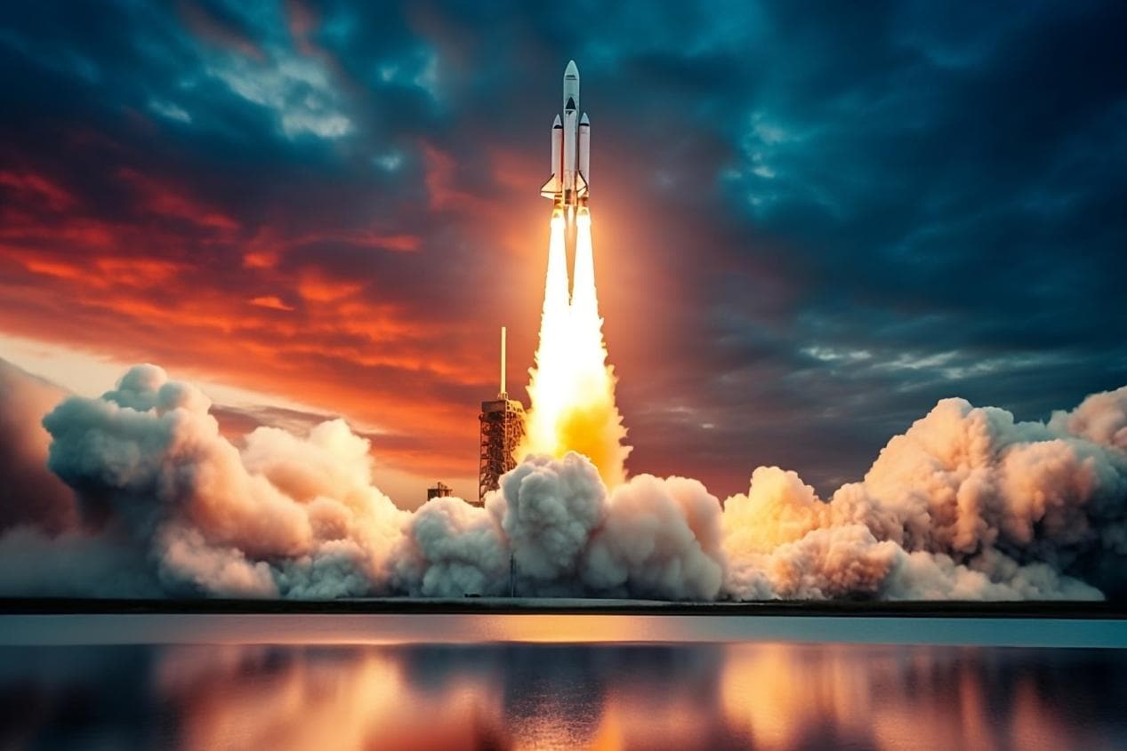 rocket-launch-at-sunset