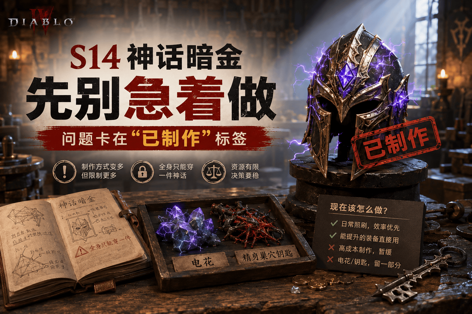 暗黑4 S14 神话暗金先别急着做,问题卡在“已制作”标签-不白给